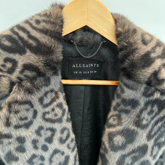 All Saints Leopard Faux Fur Coat - Picture 3 of 6